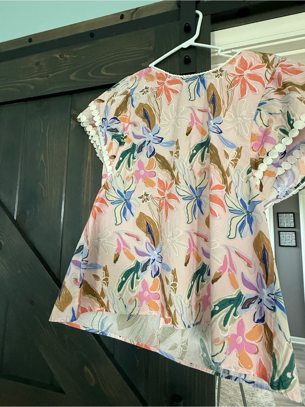 Floral Pink Multi Short Sleeve Women's Top
